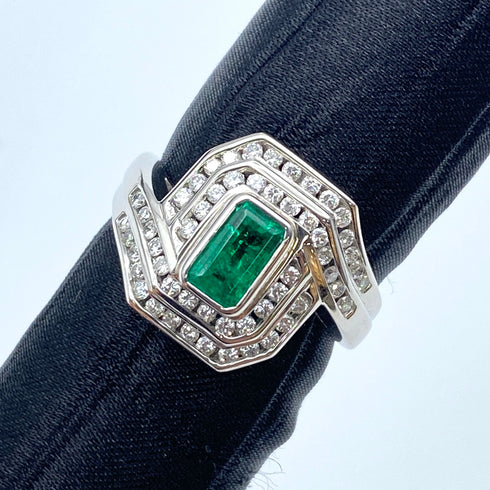 Pt900 Emerald Ring E0.59 D0.51 US6.75 57947
