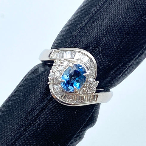 Pt900 Aquamarine Ring AQ0.63 D0.44 US5 57890