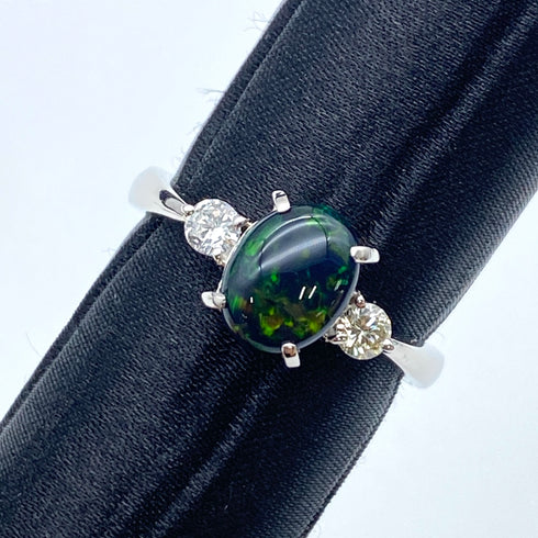 Pt900 Black Opal Ring OP1.648 D0.22 US7 57912