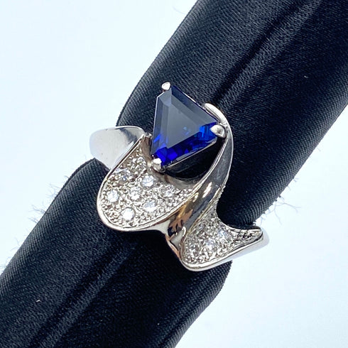 Pt900 Sapphire Ring S1.28 D0.18 US5.5 56668