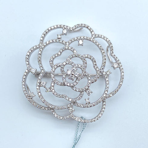 K18WG/K14 Diamond Pen Brooch D1.77 59320
