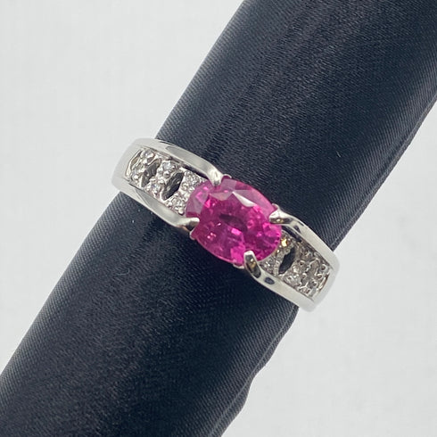 Pt900 Pink Sapphire Ring PS1.56 D0.11 US7.75 55513