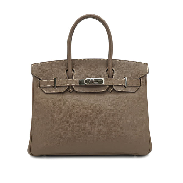 HERMES BIRKIN 30 ETOUPE VEAU EPSOM HAND BAG 2008 SQUARE L PALLADIUM HARDWARE 90332927