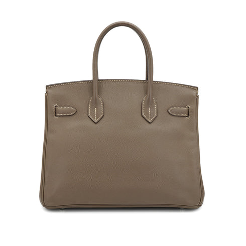 HERMES BIRKIN 30 ETOUPE VEAU EPSOM HAND BAG 2008 SQUARE L PALLADIUM HARDWARE 90332927