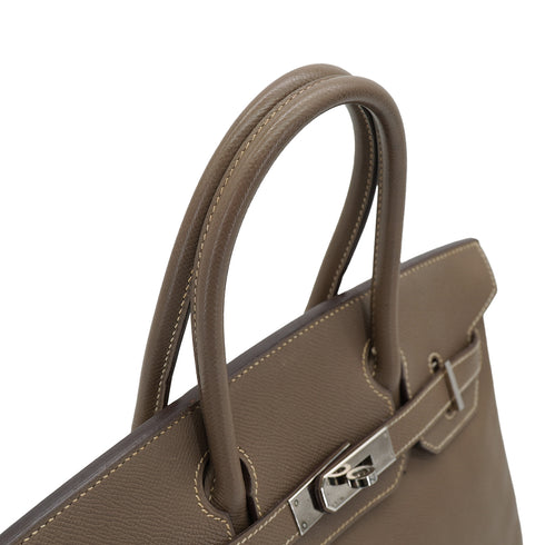 HERMES BIRKIN 30 ETOUPE VEAU EPSOM HAND BAG 2008 SQUARE L PALLADIUM HARDWARE 90332927