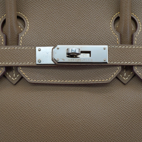 HERMES BIRKIN 30 ETOUPE VEAU EPSOM HAND BAG 2008 SQUARE L PALLADIUM HARDWARE 90332927