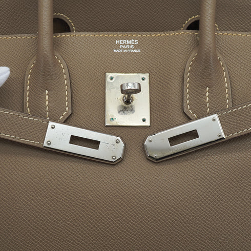 HERMES BIRKIN 30 ETOUPE VEAU EPSOM HAND BAG 2008 SQUARE L PALLADIUM HARDWARE 90332927