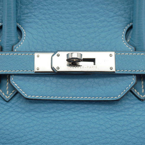 HERMES BIRKIN 35 BLUE JEAN TAURILLON CLEMENCE HAND BAG 2003 SQUARE G PALLADIUM HARDWARE 90332913