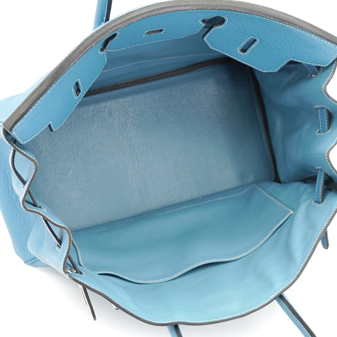 HERMES BIRKIN 35 BLUE JEAN TAURILLON CLEMENCE HAND BAG 2003 SQUARE G PALLADIUM HARDWARE 90332913