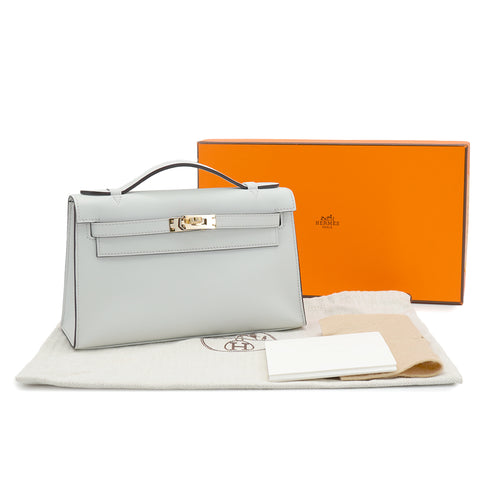 HERMES KELLY POCHETTE SELLIER GRIS PLATINE VEAU SWIFT HAND BAG 2025 K STAMP PERMABRASS GOLD HARDWARE 90333257