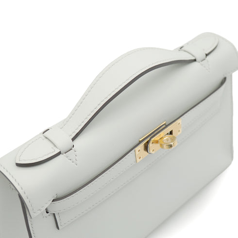 HERMES KELLY POCHETTE SELLIER GRIS PLATINE VEAU SWIFT HAND BAG 2025 K STAMP PERMABRASS GOLD HARDWARE 90333257