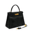HERMES KELLY 28 RETOURNE BLACK BOX CALF HAND SHOULDER BAG 1983 CIRCLE M GOLD HARDWARE 90348411