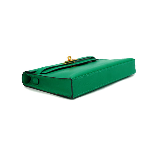 HERMES KELLY ELAN MINT CHEVRE CHAMKILA CLUTCH SHOULDER BAG 2024 W STAMP GOLD HARDWARE 90335038