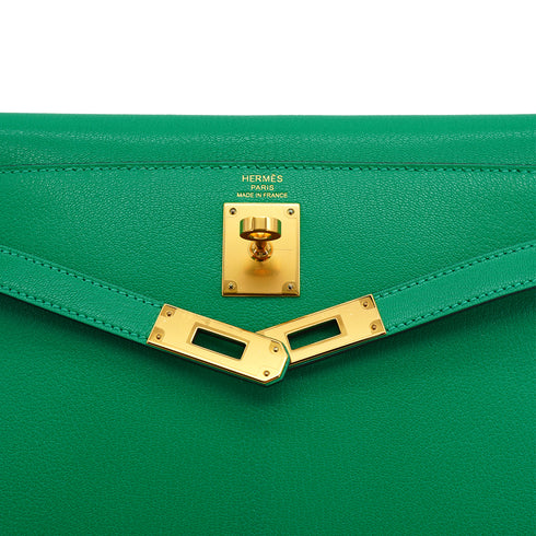 HERMES KELLY ELAN MINT CHEVRE CHAMKILA CLUTCH SHOULDER BAG 2024 W STAMP GOLD HARDWARE 90335038