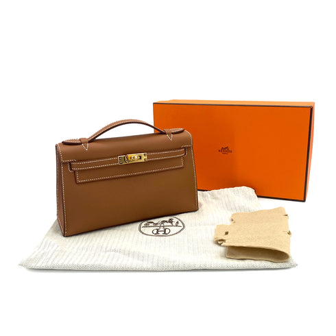 HERMES KELLY POCHETTE SELLIER GOLD VEAU SWIFT HAND BAG 2025 K STAMP GOLD HARDWARE 90323477