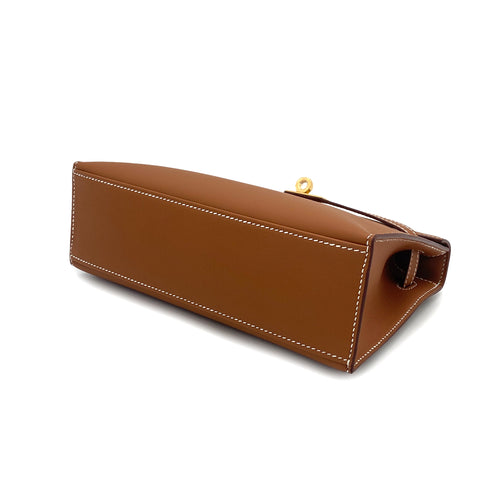 HERMES KELLY POCHETTE SELLIER GOLD VEAU SWIFT HAND BAG 2025 K STAMP GOLD HARDWARE 90323477