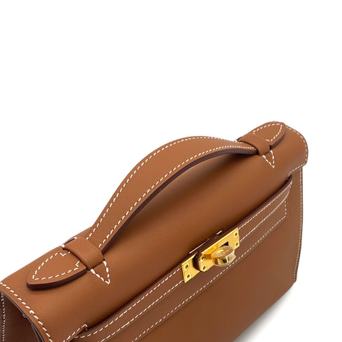 HERMES KELLY POCHETTE SELLIER GOLD VEAU SWIFT HAND BAG 2025 K STAMP GOLD HARDWARE 90323477