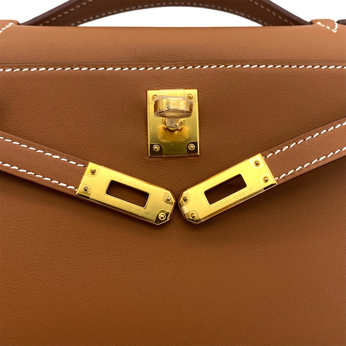 HERMES KELLY POCHETTE SELLIER GOLD VEAU SWIFT HAND BAG 2025 K STAMP GOLD HARDWARE 90323477