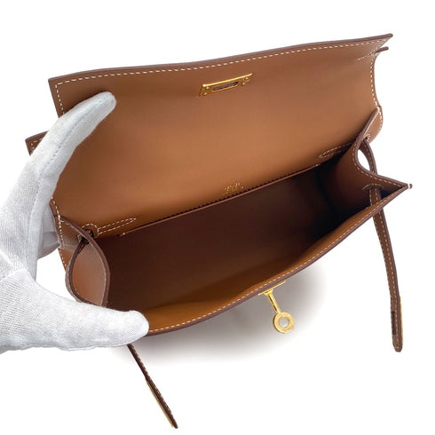 HERMES KELLY POCHETTE SELLIER GOLD VEAU SWIFT HAND BAG 2025 K STAMP GOLD HARDWARE 90323477
