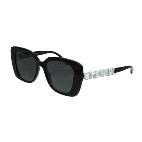 CHANEL LOGO COCOMARK RHINESTONE SUNGLASSES BLACK WHITE EYEWEAR 90337724