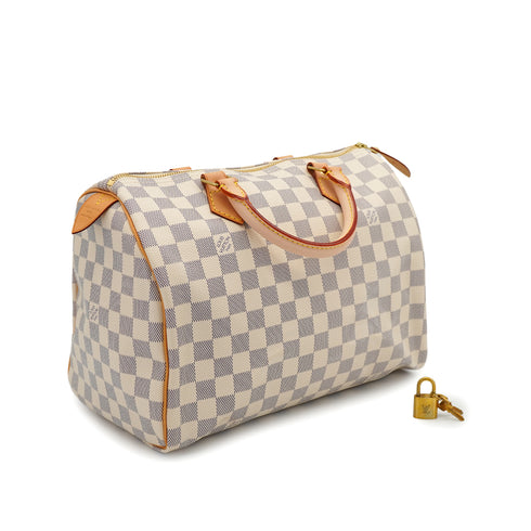 LOUIS VUITTON DAMIER AZUR SPEEDY 30 HAND BAG WHITE N41433 90327302