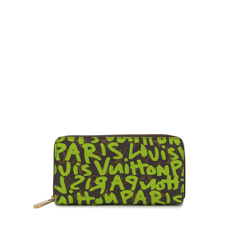 LOUIS VUITTON MONOGRAM GRAFFITI ZIPPY WALLET GREEN M93712 90325344