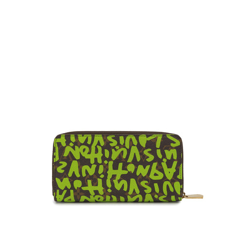 LOUIS VUITTON MONOGRAM GRAFFITI ZIPPY WALLET GREEN M93712 90325344
