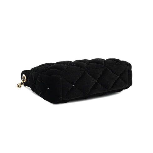 CHANEL MATELASSE RHINESTONE CHAIN SHOULDER BAG BLACK VELOR 90332583