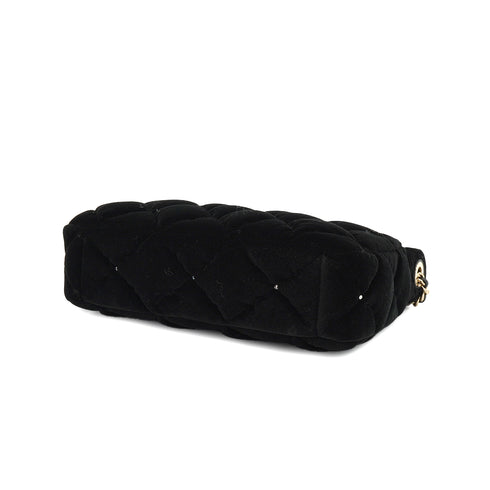 CHANEL MATELASSE RHINESTONE CHAIN SHOULDER BAG BLACK VELOR 90332583