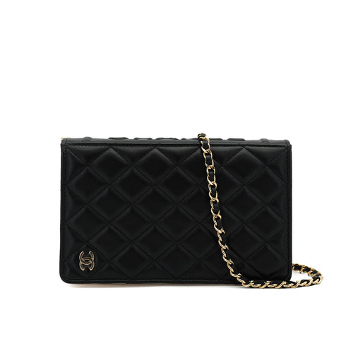 CHANEL MATELASSE BOOK MOTIF CHAIN SHOULDER BAG BLACK WHITE LAMB SKIN GOLD HARDWARE 90334501