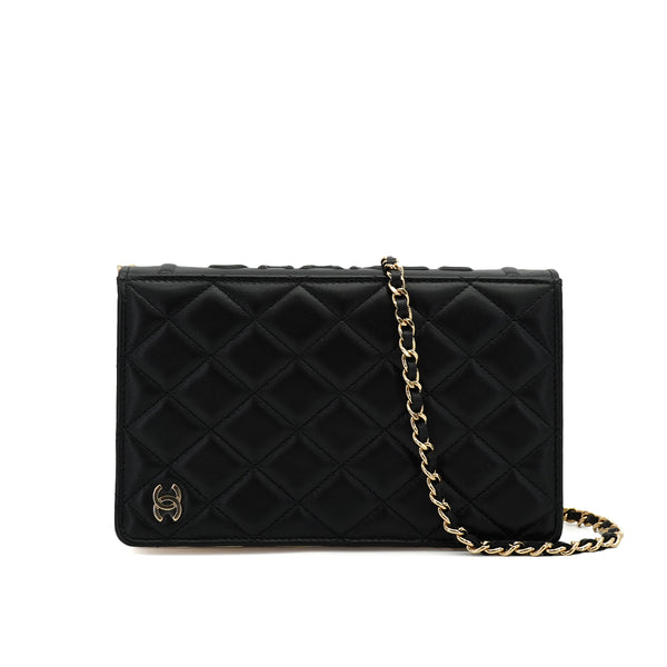 CHANEL MATELASSE BOOK MOTIF CHAIN SHOULDER BAG BLACK WHITE LAMB SKIN GOLD HARDWARE 90334501