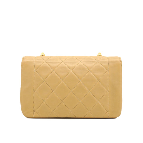 VINTAGE CHANEL MINI MATELASSE CHAIN SHOULDER BAG BEIGE LAMB SKIN GOLD HARDWARE 90333735