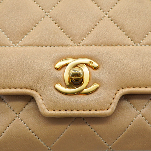 VINTAGE CHANEL MINI MATELASSE CHAIN SHOULDER BAG BEIGE LAMB SKIN GOLD HARDWARE 90333735