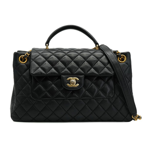 CHANEL MATELASSE CHAIN HAND SHOULDER BAG BLACK CAVIAR LAMB SKIN GOLD HARDWARE 90334268