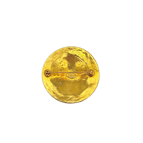 VINTAGE CHANEL COCOMARK BROOCH ROUND GOLD ACCESSORY 94A 90311841