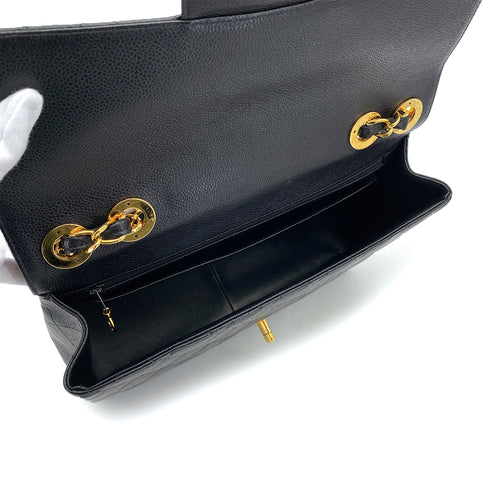 VINTAGE CHANEL JUMBO MATELASSE 30 CHAIN SHOULDER BAG BLACK CAVIAR SKIN GOLD HARDWARE 90311889