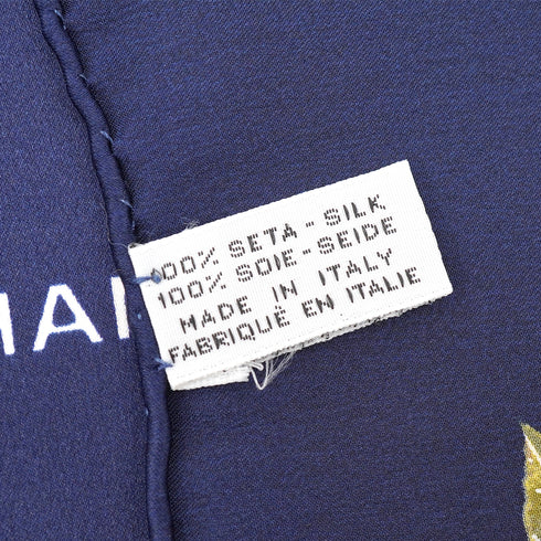 VINTAGE CHANEL CAMELLIA PATTERN SCARF NAVY SILK 90335738