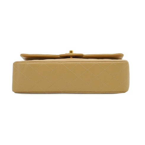 VINTAGE CHANEL CLASSIC FLAP MEDIUM CHAIN SHOULDER BAG BEIGE LAMB SKIN GOLD HARDWARE 90338305