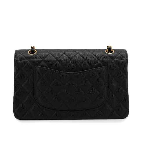 VINTAGE CHANEL CLASSIC FLAP MEDIUM CHAIN SHOULDER BAG BLACK CAVIAR SKIN GOLD HARDWARE 90340390