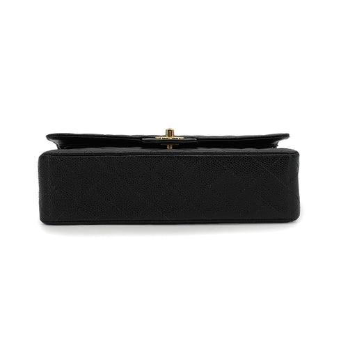 VINTAGE CHANEL CLASSIC FLAP MEDIUM CHAIN SHOULDER BAG BLACK CAVIAR SKIN GOLD HARDWARE 90340390