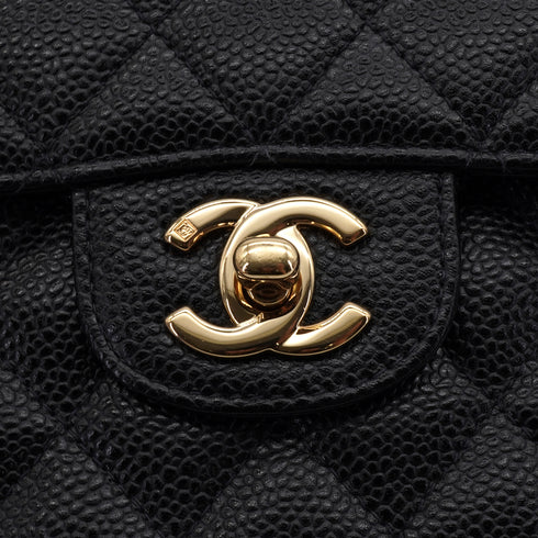 VINTAGE CHANEL CLASSIC FLAP MEDIUM CHAIN SHOULDER BAG BLACK CAVIAR SKIN GOLD HARDWARE 90340390