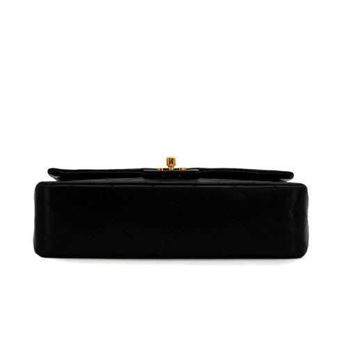 VINTAGE CHANEL CLASSIC FLAP MEDIUM CHAIN SHOULDER BAG BLACK LAMB SKIN GOLD HARDWARE 90340166