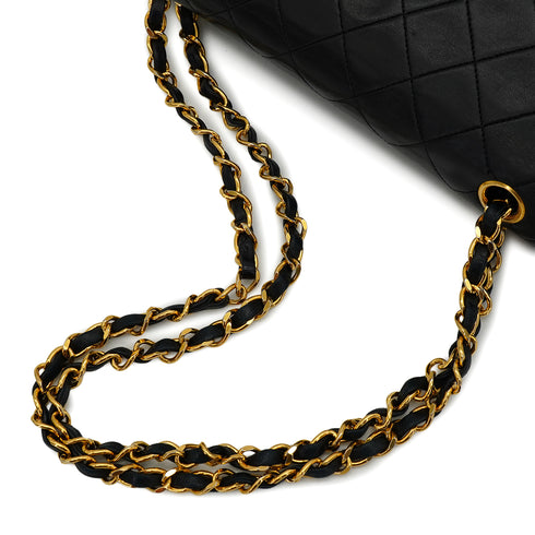 VINTAGE CHANEL CLASSIC FLAP MEDIUM CHAIN SHOULDER BAG BLACK LAMB SKIN GOLD HARDWARE 90340166