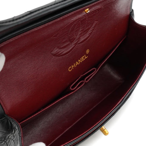VINTAGE CHANEL CLASSIC FLAP MEDIUM CHAIN SHOULDER BAG BLACK LAMB SKIN GOLD HARDWARE 90340166