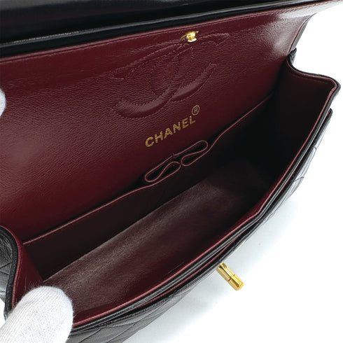 VINTAGE CHANEL CLASSIC FLAP SMALL CHAIN SHOULDER BAG BLACK LAMB SKIN GOLD HARDWARE 90316881