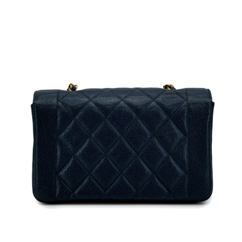 VINTAGE CHANEL DIANA SMALL CHAIN SHOULDER BAG NAVY CAVIAR SKIN GOLD HARDWARE 90311052 - PURPOSE