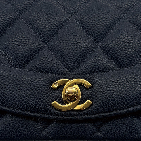 VINTAGE CHANEL DIANA SMALL CHAIN SHOULDER BAG NAVY CAVIAR SKIN GOLD HARDWARE 90311052 - PURPOSE
