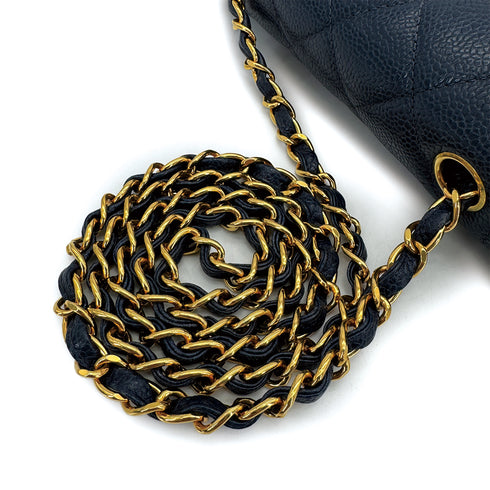 VINTAGE CHANEL DIANA SMALL CHAIN SHOULDER BAG NAVY CAVIAR SKIN GOLD HARDWARE 90311052 - PURPOSE