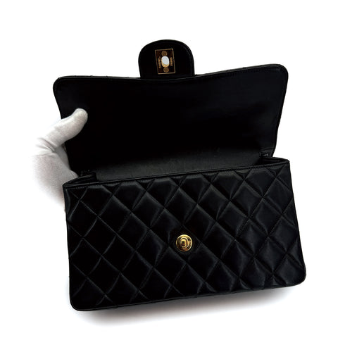 VINTAGE CHANEL DOUBLE FACE CHAIN SHOULDER BAG BLACK LAMB SKIN GOLD HARDWARE 90310315 - PURPOSE