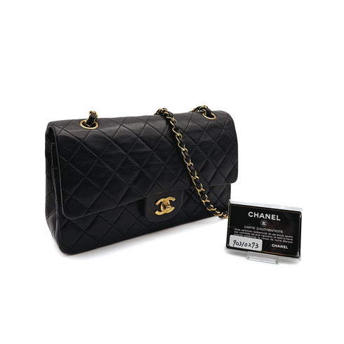 VINTAGE CHANEL DOUBLE FACE CHAIN SHOULDER BAG BLACK LAMB SKIN GOLD HARDWARE 90310315 - PURPOSE